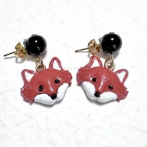 Red Fox Polymer Clay Handcrafted Earrings, New
